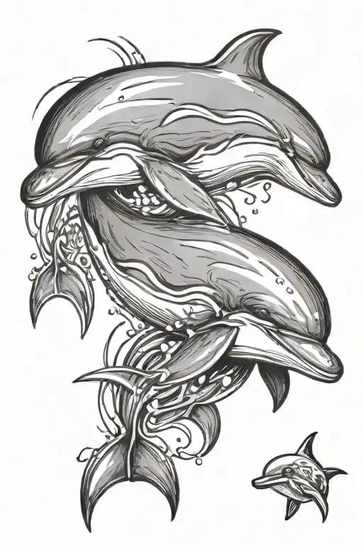 dolphins an smiley face tattoo design idea