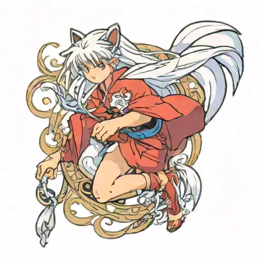inuyasha leg sleeve tattoo design idea