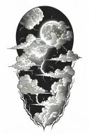 night sky moon thunderstorm cloud lightning dark space tattoo design idea