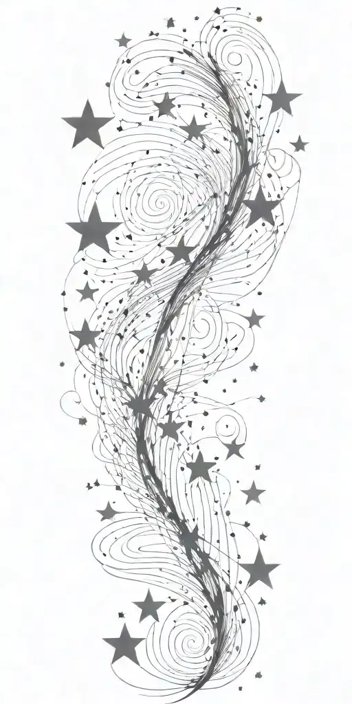 slutty sexy stars swooshing line galaxy  storm tattoo design idea