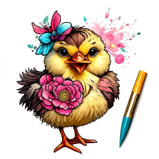 children's chick tattoo design idea