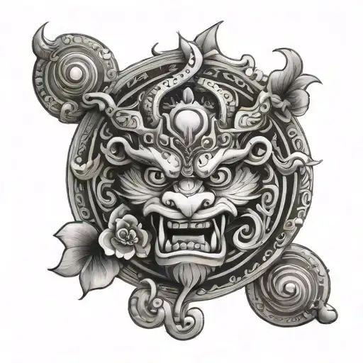 rahu and luck clover for men tattoo design idea