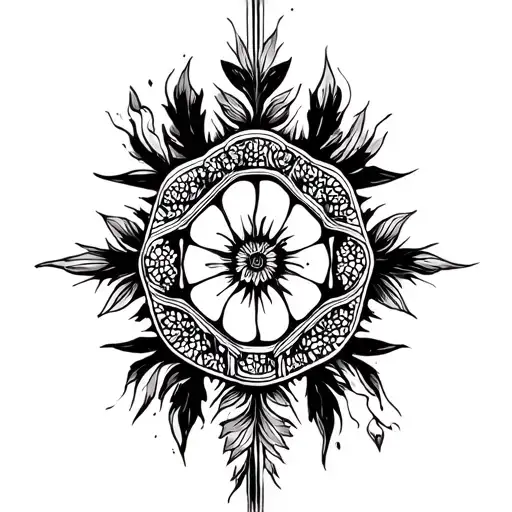 Нарисуй: Tattoo sketch for a forearm in Scandinavian graphic style. Vertical and symmetrical composition centered on a w tattoo design idea