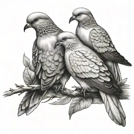 3 doves, realistic depiction tattoo design idea