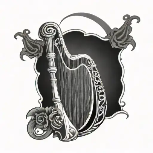 irish harp tattoo design idea
