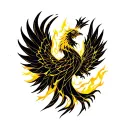 yellow phoenix fire tattoo design idea
