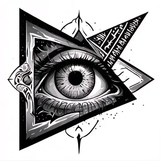 reverse cucifix and triangle with a eye  tattoo design idea