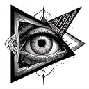 reverse cucifix and triangle with a eye  tattoo design idea