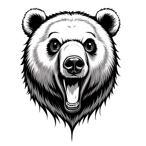 bear head with big human eyes staring back at me tattoo design idea