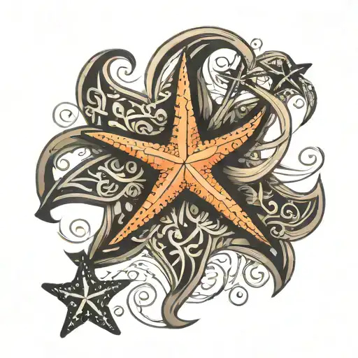 adoption symbol with starfish tucked inside tattoo design idea
