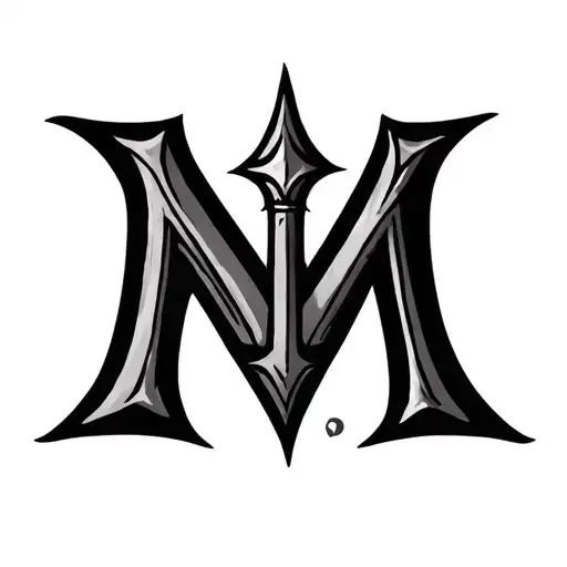 Letter M and Shiv small tattoo tattoo design idea