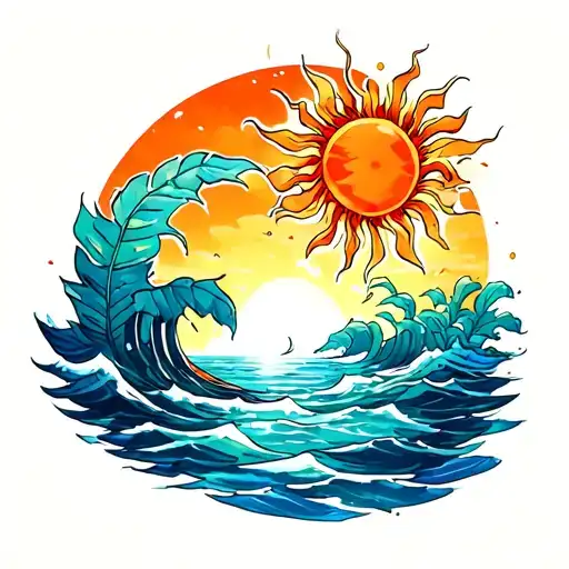 Sun Sea Summer tattoo design idea