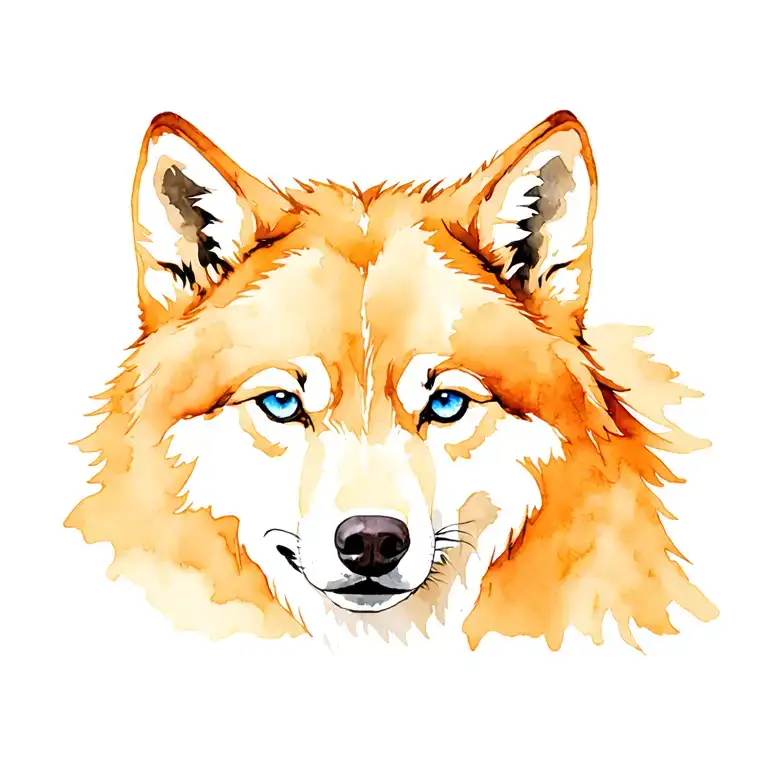wolf blue eyes tattoo design idea