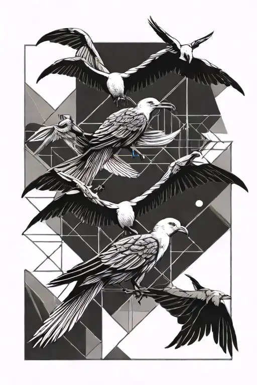 frigate birds flying tattoo design idea