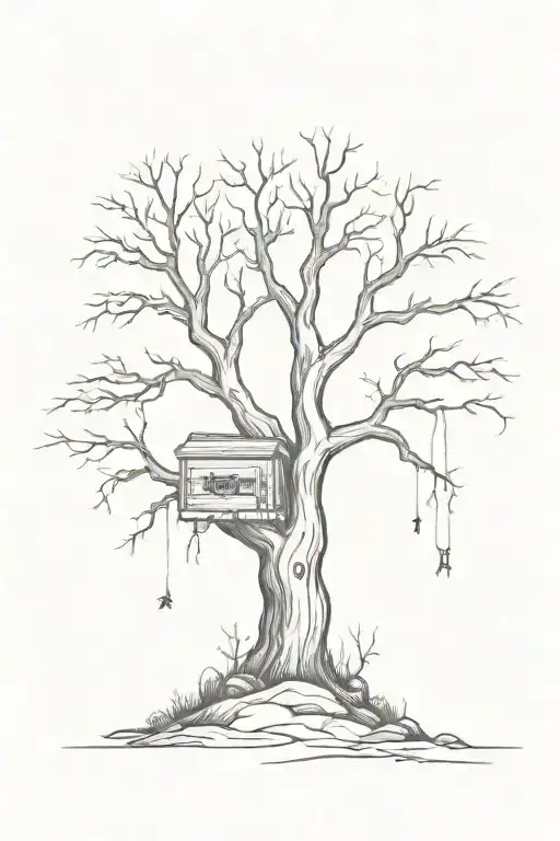 My coffin is still making noise in the forest. He is a tree. He is a tree. he nurses nests tattoo design idea