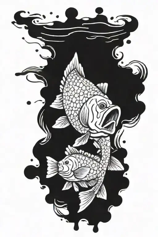 money America bass fish jumping tattoo design idea