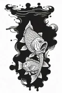 money America bass fish jumping tattoo design idea