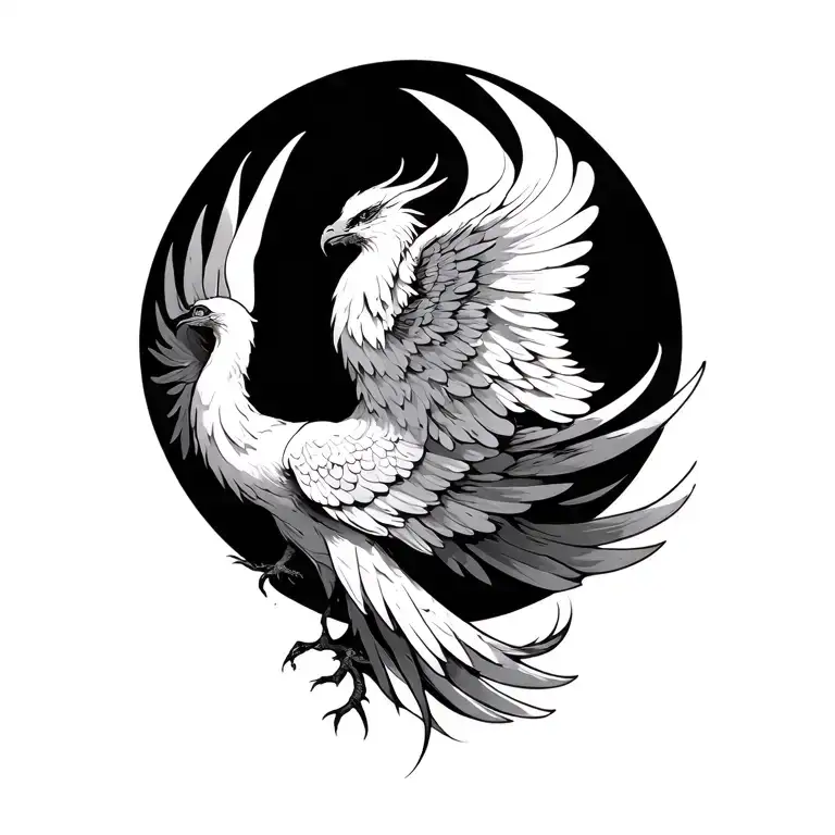 Phoenix wings spread tattoo design idea
