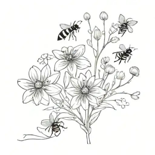 dandilions music and honey bees tattoo design idea