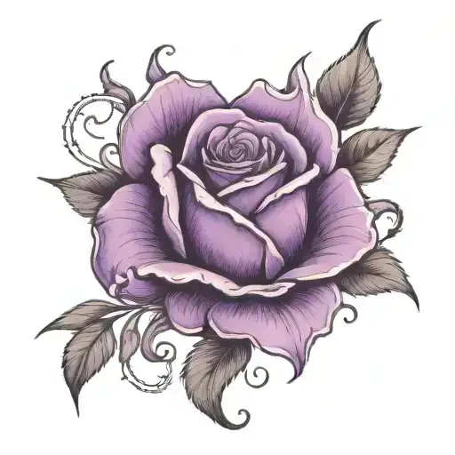 purple rose intertwined tattoo design idea