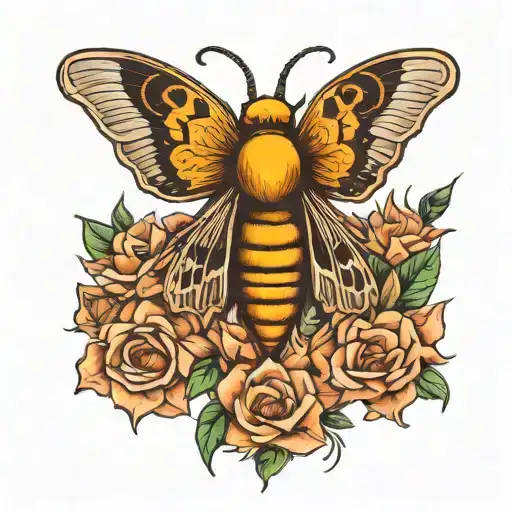 death head. moth emerging tattoo design idea