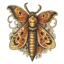 death head. moth emerging tattoo design idea