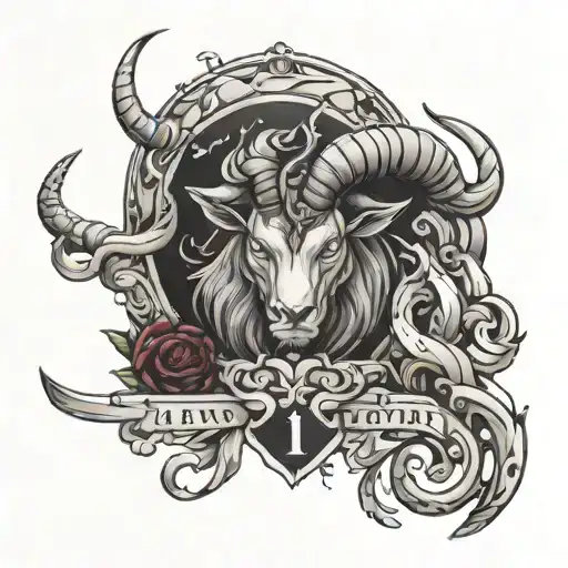 Capricorn, January, Garnet Stones  tattoo design idea