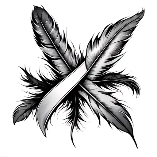 Cancer Ribbon Feather tattoo design idea