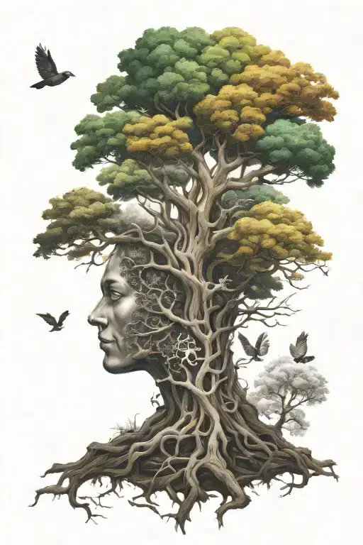 ygdra tree and 9 realms tattoo design idea