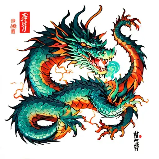 suminagashi with a dragon tattoo design idea