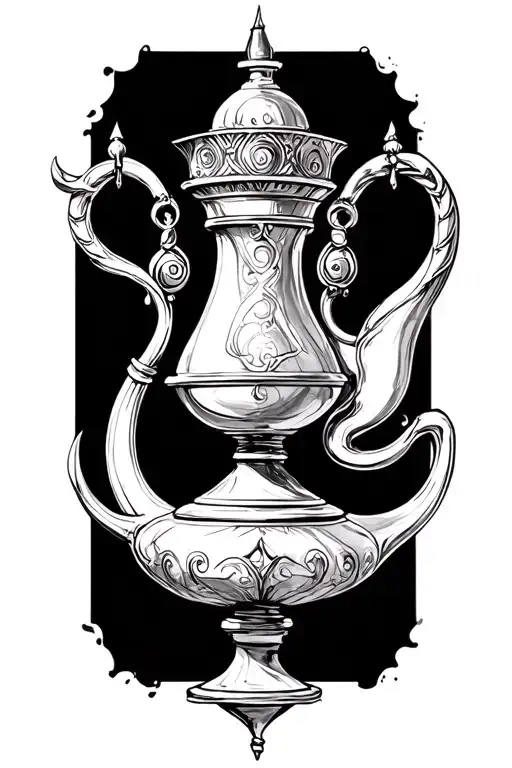 genie lamp sketch tattoo design idea