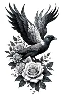 roses adn phoenix bird tattoo design idea