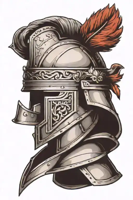 medieval soldier helmet tattoo design idea
