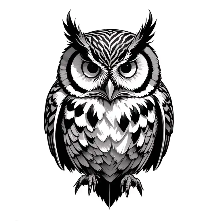 owl perched on top tattoo design idea