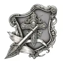 shield of faith sword behind open bible at the bottm tattoo design idea