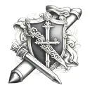 shield of faith sword behind open bible at the bottm tattoo design idea