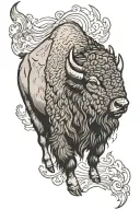 bison facing storm tattoo design idea