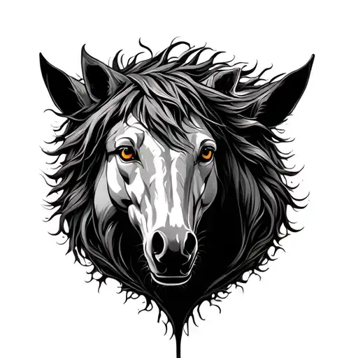 tree of life with a horse wolf head surrounded tattoo design idea