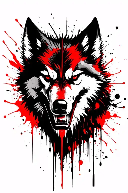 Evil wolf head tattoo design idea