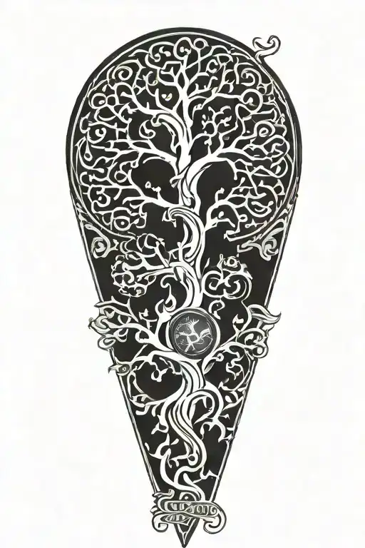 virgo sign, Gaelic, tree of life intertwined tattoo design idea