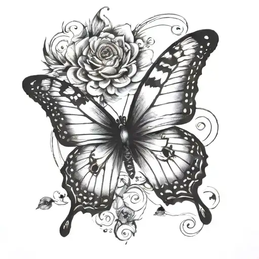 butterfly with semicolon incorporated tattoo design idea