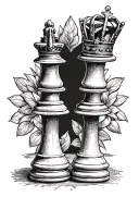 King and queen chess piece tattoo design idea