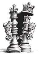 King and queen chess piece tattoo design idea