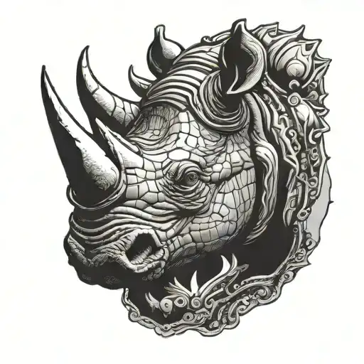 rhino head soldier tattoo design idea