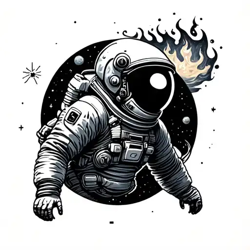 astronaut on Jupiter include fire tattoo design idea