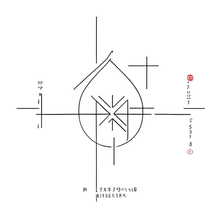 Minimalist Japanese tattoo, family symbol, two sons & wife, initials & coordinates, geometric, fine linework tattoo design idea
