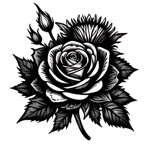 a Scottish Thistle and Rose Around it in Celtic Style  tattoo design idea