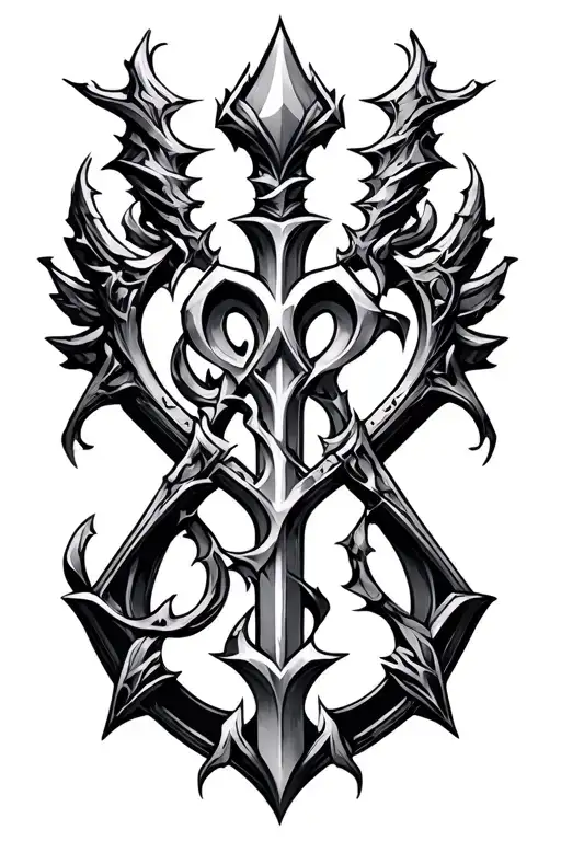 cyber sigilism, Kingdom Hearts unversed symbol incorporating elements tattoo design idea