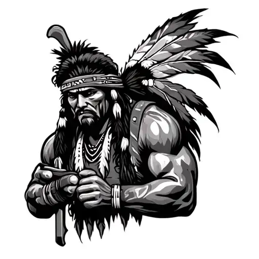 "Indigenous Plumbing " dread native American plumber holding a wrench tattoo design idea