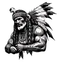 "Indigenous Plumbing " dread native American plumber holding a wrench tattoo design idea